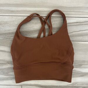 Lululemon Brown Ribbed energy longline bra